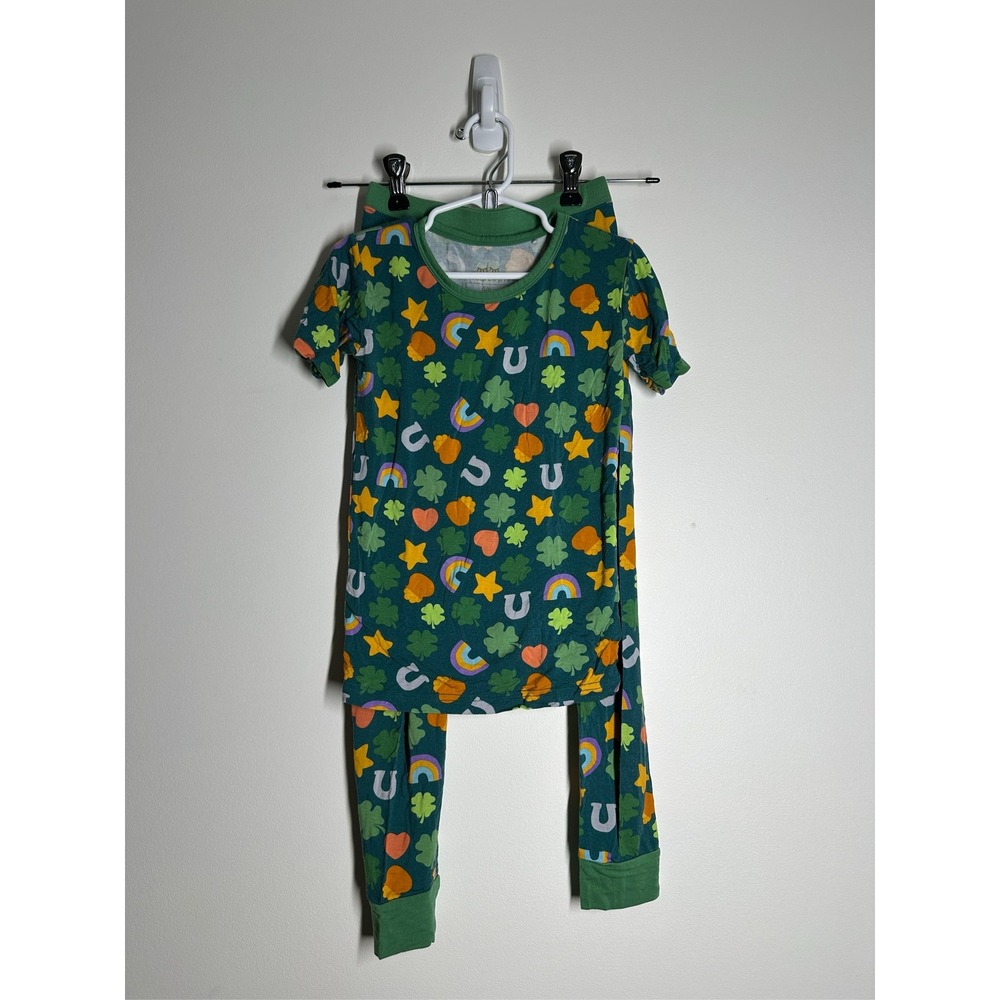 Little Sleepies Lucky Charms Bamboo Short Sleeve Pajama Set Kids 5/6 St Patricks
